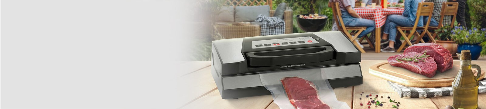 Máy hút chân không CASO VRH 690 advanced cùng thịt bò tươi