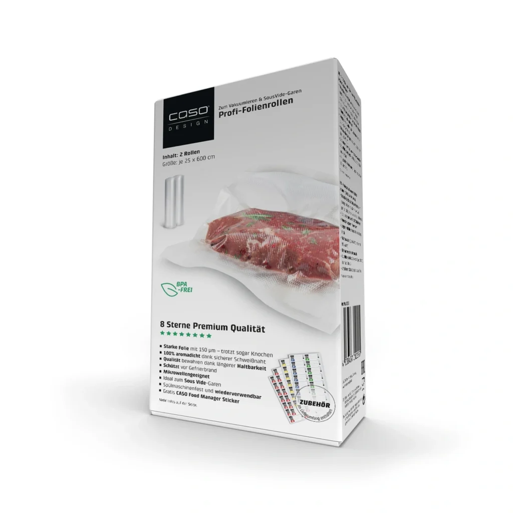 Túi & cuộn hút chân không CASO Foil roll 25×600 cm, 2 units
