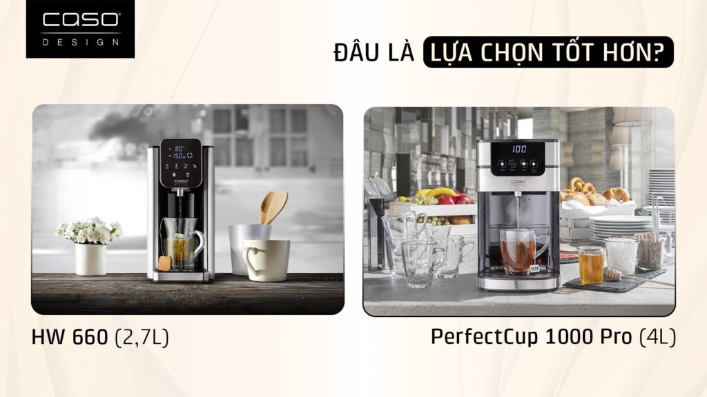 Bình thủy điện CASO HW 660 hay PerfectCup 1000 Pro: chọn dung tích nào?