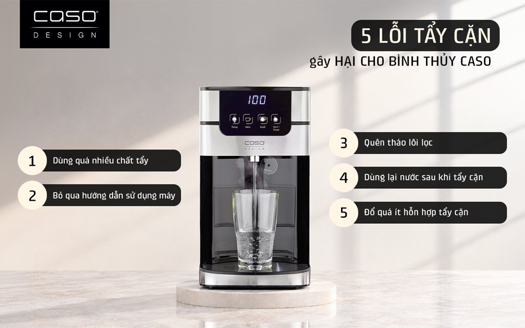 cách tẩy cặn bình thủy caso 5